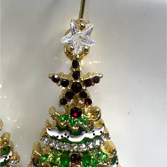 Christmas Tree Earrings for Women Girls Colorful Crystal Drop Earrings - Picture 4 of 5